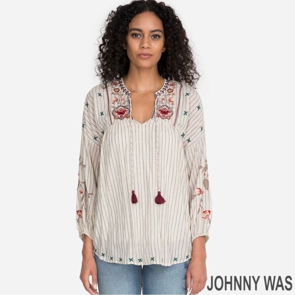 JOHNNY WAS **NWT** Chrysalis V-Neck Yoke Blouse - Picture 2 of 7